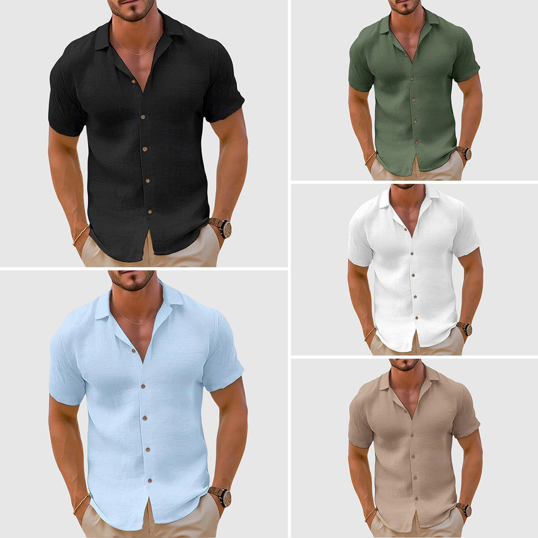Herren Hemd Kurzarm mit Knopfleiste Freizeithemd Sommer