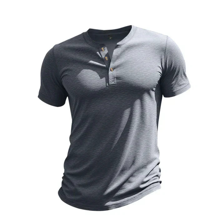 Herren Henley-Shirt Kurzarm Knopfleiste Sommer Freizeit