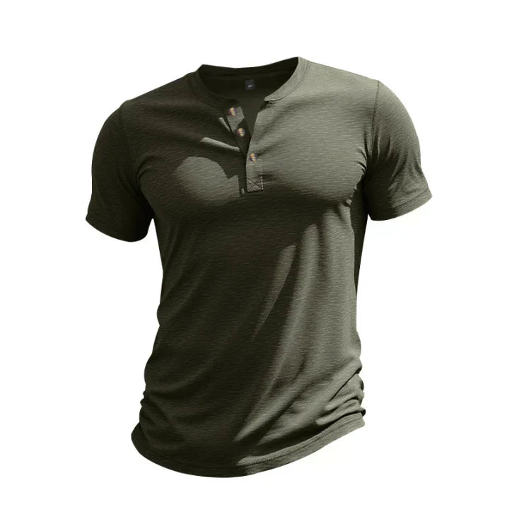 Herren Henley-Shirt Kurzarm Knopfleiste Sommer Freizeit