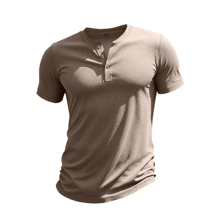 Herren Henley-Shirt Kurzarm Knopfleiste Sommer Freizeit