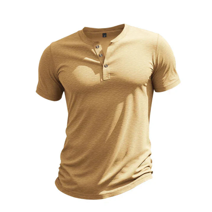 Herren Henley-Shirt Kurzarm Knopfleiste Sommer Freizeit
