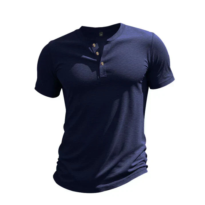 Herren Henley-Shirt Kurzarm Knopfleiste Sommer Freizeit