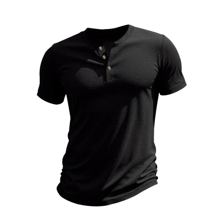 Herren Henley-Shirt Kurzarm Knopfleiste Sommer Freizeit