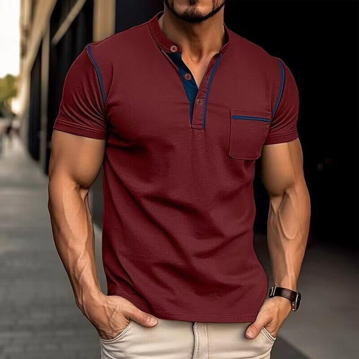 Herren Henley-Shirt Kurzarm mit Brusttasche Freizeit