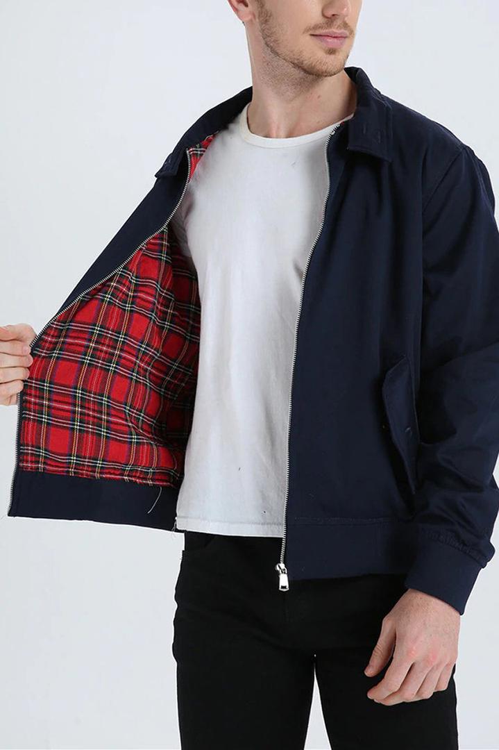 Herren Jacke mit Harrington-Schnitt für Alltag und Freizeit - Dunkelblau