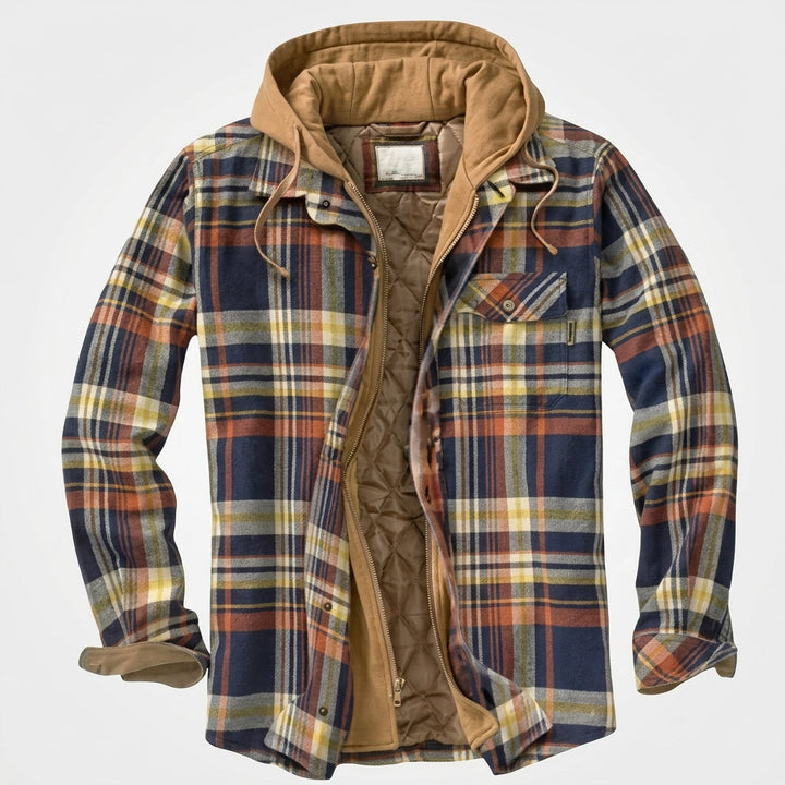 Herren Jacke mit Patchwork und Reissverschluss und Kapuze - Mint