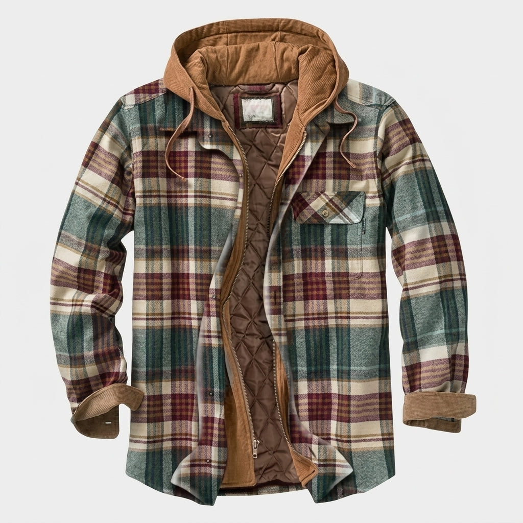 Herren Jacke mit Patchwork und Reissverschluss und Kapuze - Mint