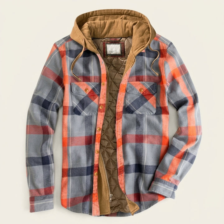 Herren Jacke mit Patchwork und Reissverschluss und Kapuze - Mint