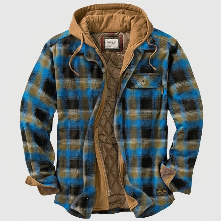 Herren Jacke mit Patchwork und Reissverschluss und Kapuze - Mint