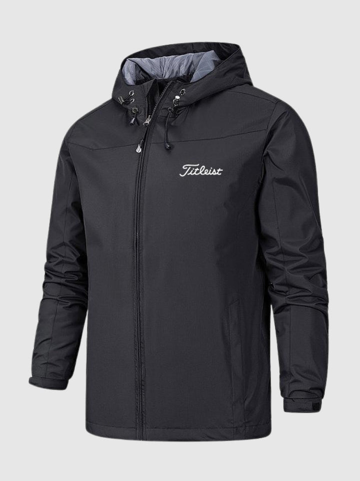 Herren Jacke mit wasserdichter Oberfläche und Kapuze - Schwarz
