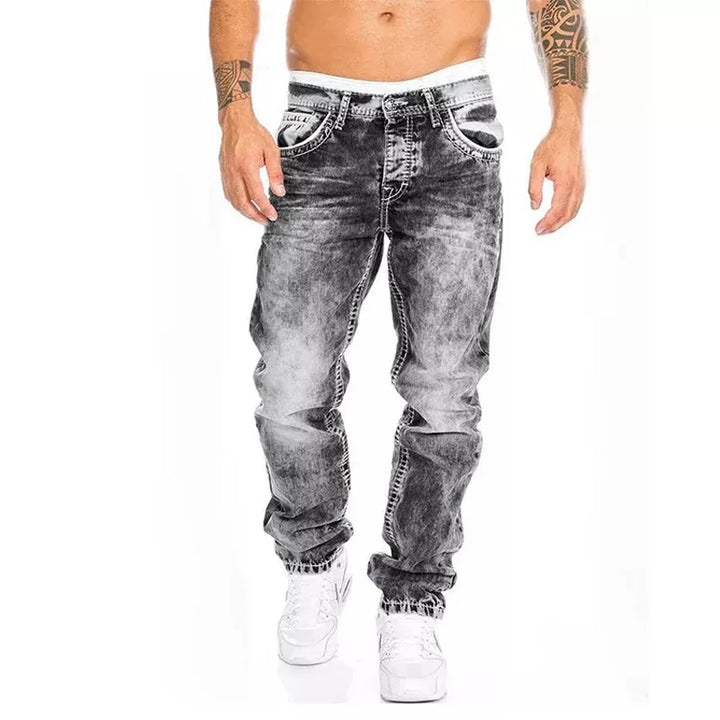 Herren Jeans Weites Bein Baggy Vintage-Wash Loose Fit Denim
