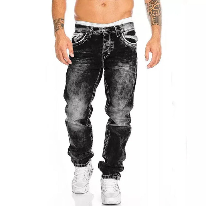 Herren Jeans Weites Bein Baggy Vintage-Wash Loose Fit Denim