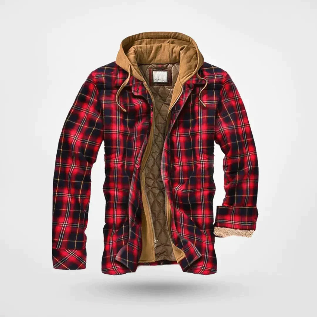 Herren Kapuzenpullover mit Kapuze und Kariert - Schwarz