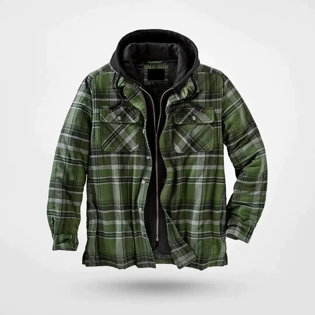 Herren Kapuzenpullover mit Kapuze und Kariert - Schwarz