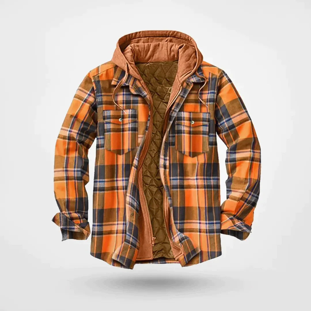 Herren Kapuzenpullover mit Kapuze und Kariert - Schwarz