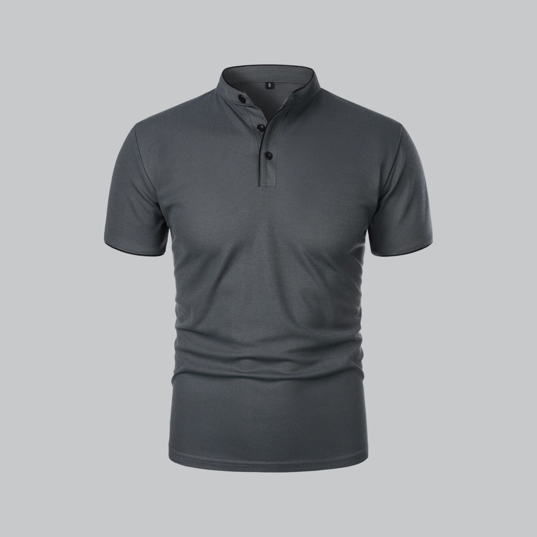 Herren Kragenloses Poloshirt Kurzarm für die Freizeit