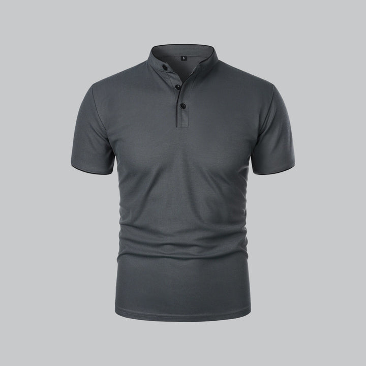 Herren Kragenloses Poloshirt Kurzarm für die Freizeit
