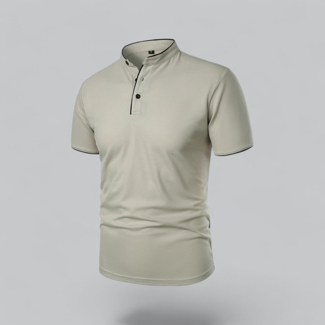 Herren Kragenloses Poloshirt Kurzarm für die Freizeit