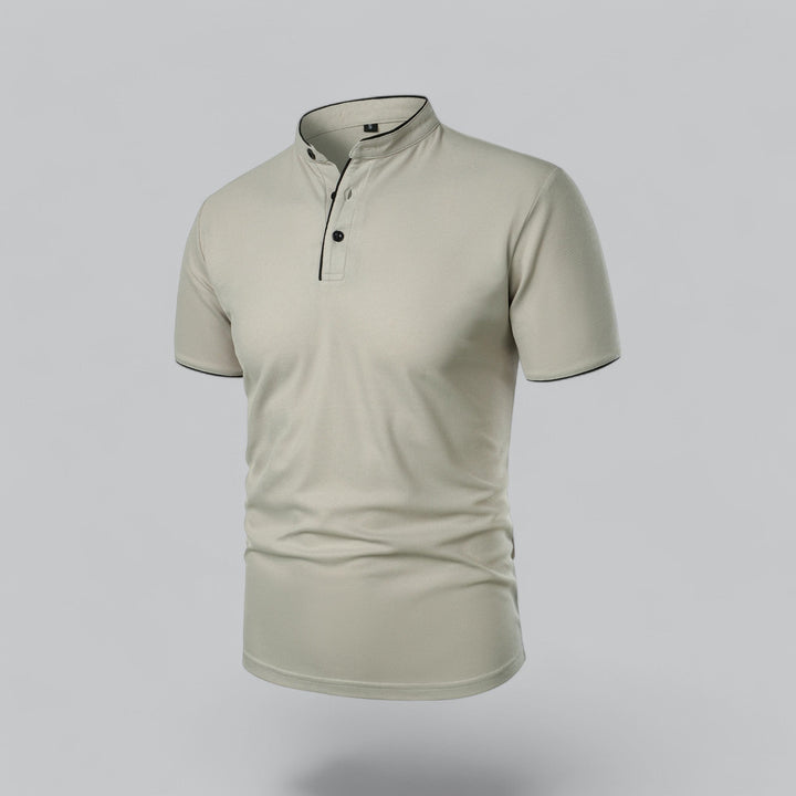 Herren Kragenloses Poloshirt Kurzarm für die Freizeit