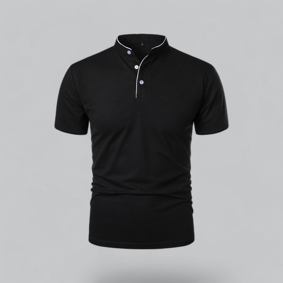 Herren Kragenloses Poloshirt Kurzarm für die Freizeit