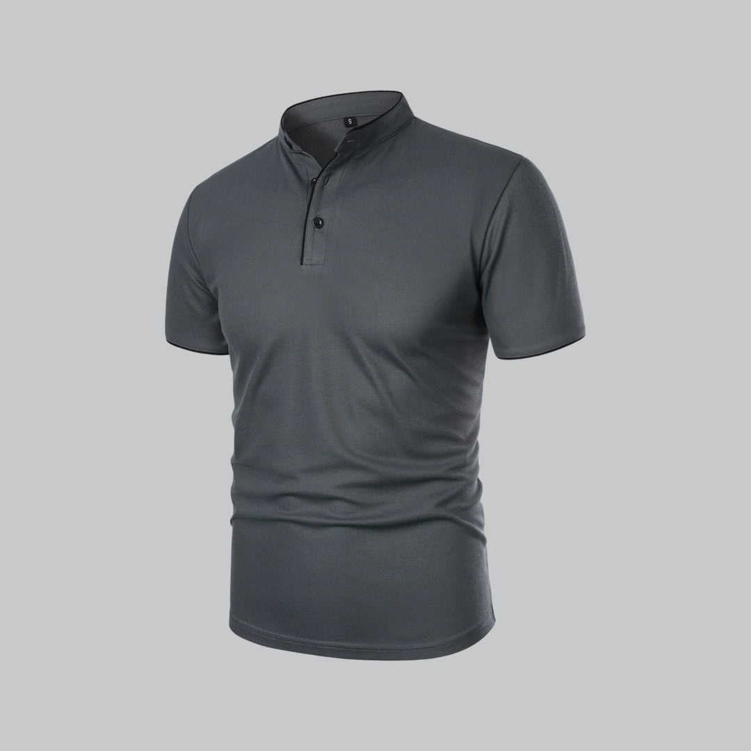 Herren Kragenloses Poloshirt Kurzarm für die Freizeit