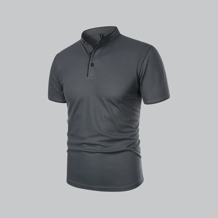 Herren Kragenloses Poloshirt Kurzarm für die Freizeit
