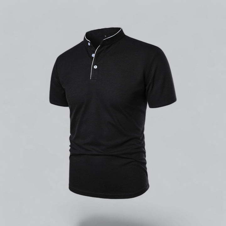 Herren Kragenloses Poloshirt Kurzarm für die Freizeit