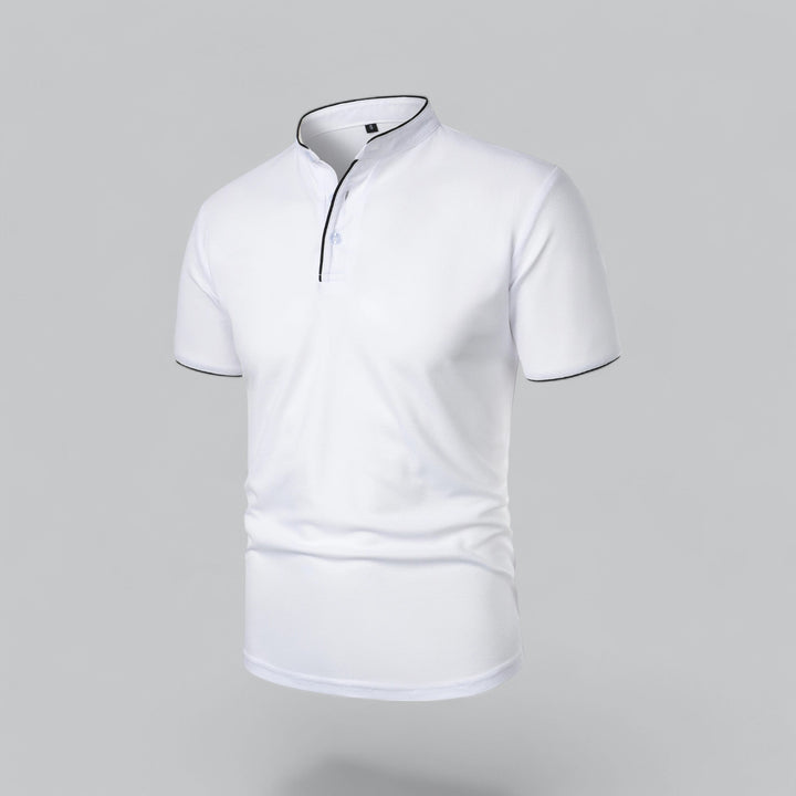 Herren Kragenloses Poloshirt Kurzarm für die Freizeit
