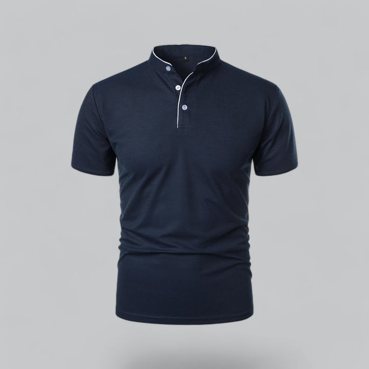 Herren Kragenloses Poloshirt Kurzarm für die Freizeit