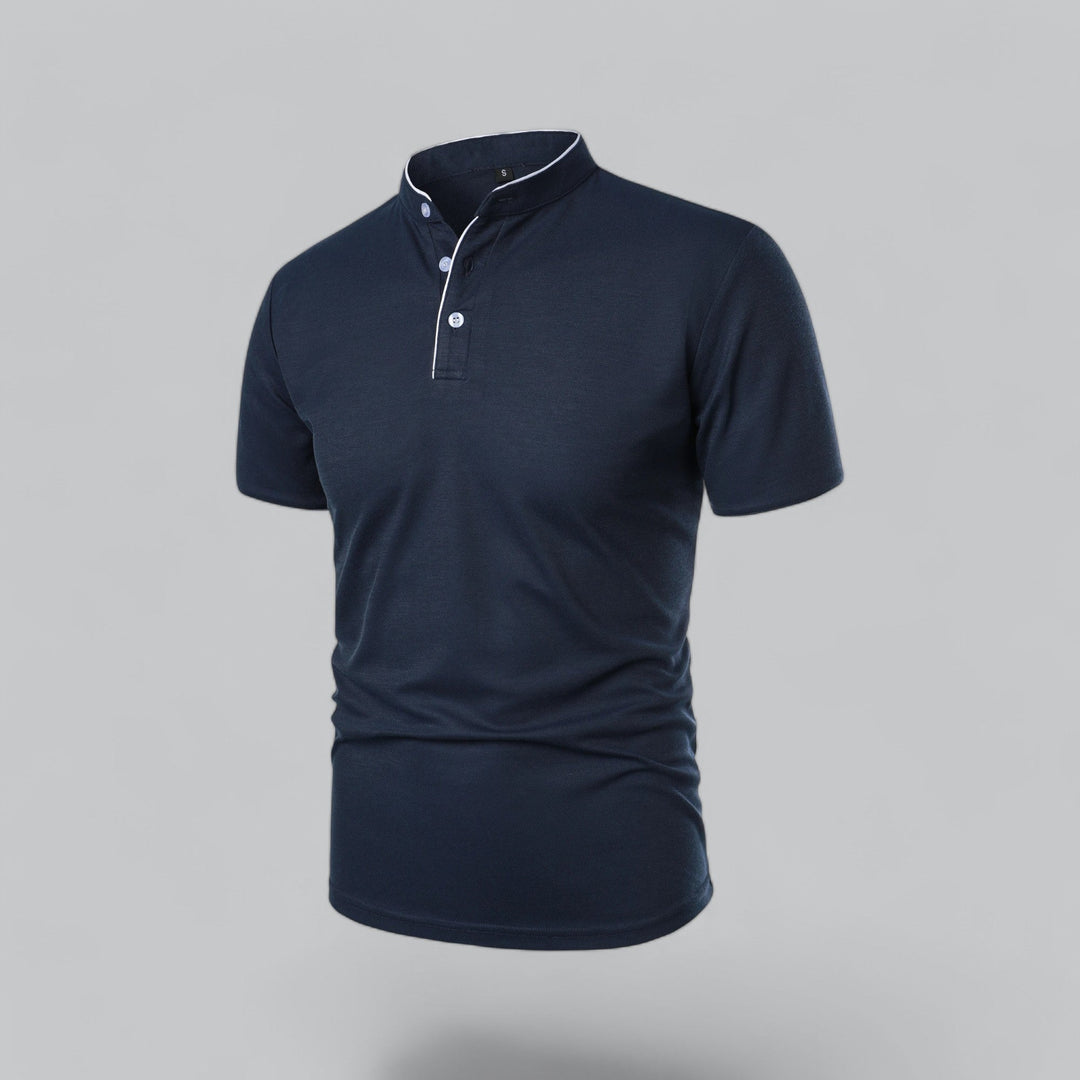 Herren Kragenloses Poloshirt Kurzarm für die Freizeit
