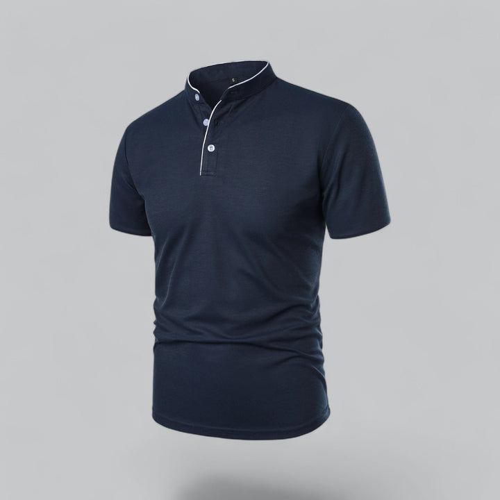 Herren Kragenloses Poloshirt Kurzarm für die Freizeit