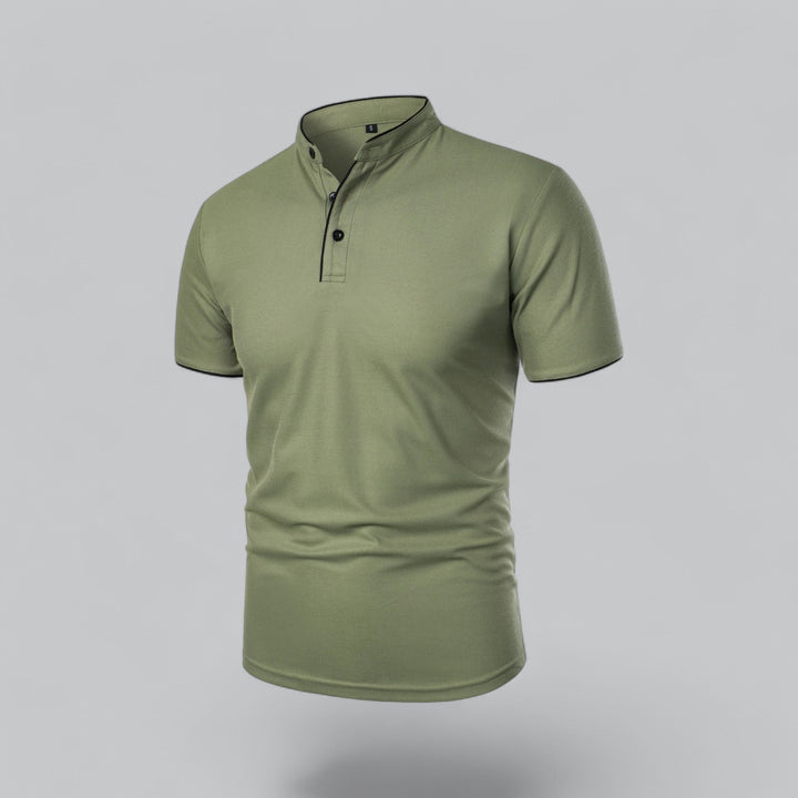Herren Kragenloses Poloshirt Kurzarm für die Freizeit