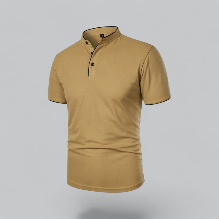 Herren Kragenloses Poloshirt Kurzarm für die Freizeit