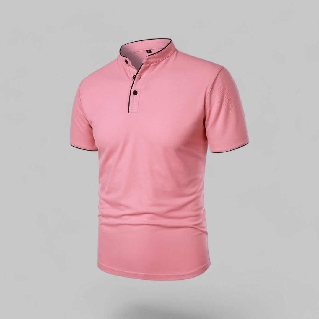 Herren Kragenloses Poloshirt Kurzarm für die Freizeit