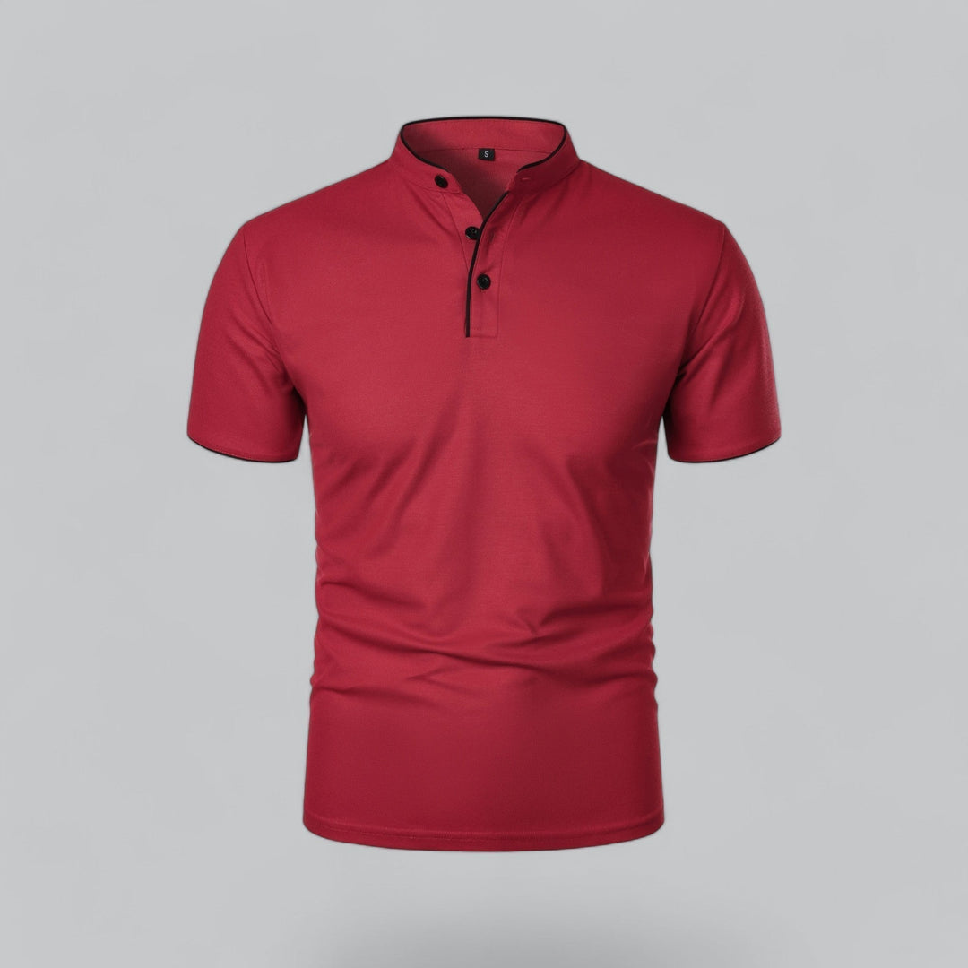 Herren Kragenloses Poloshirt Kurzarm für die Freizeit