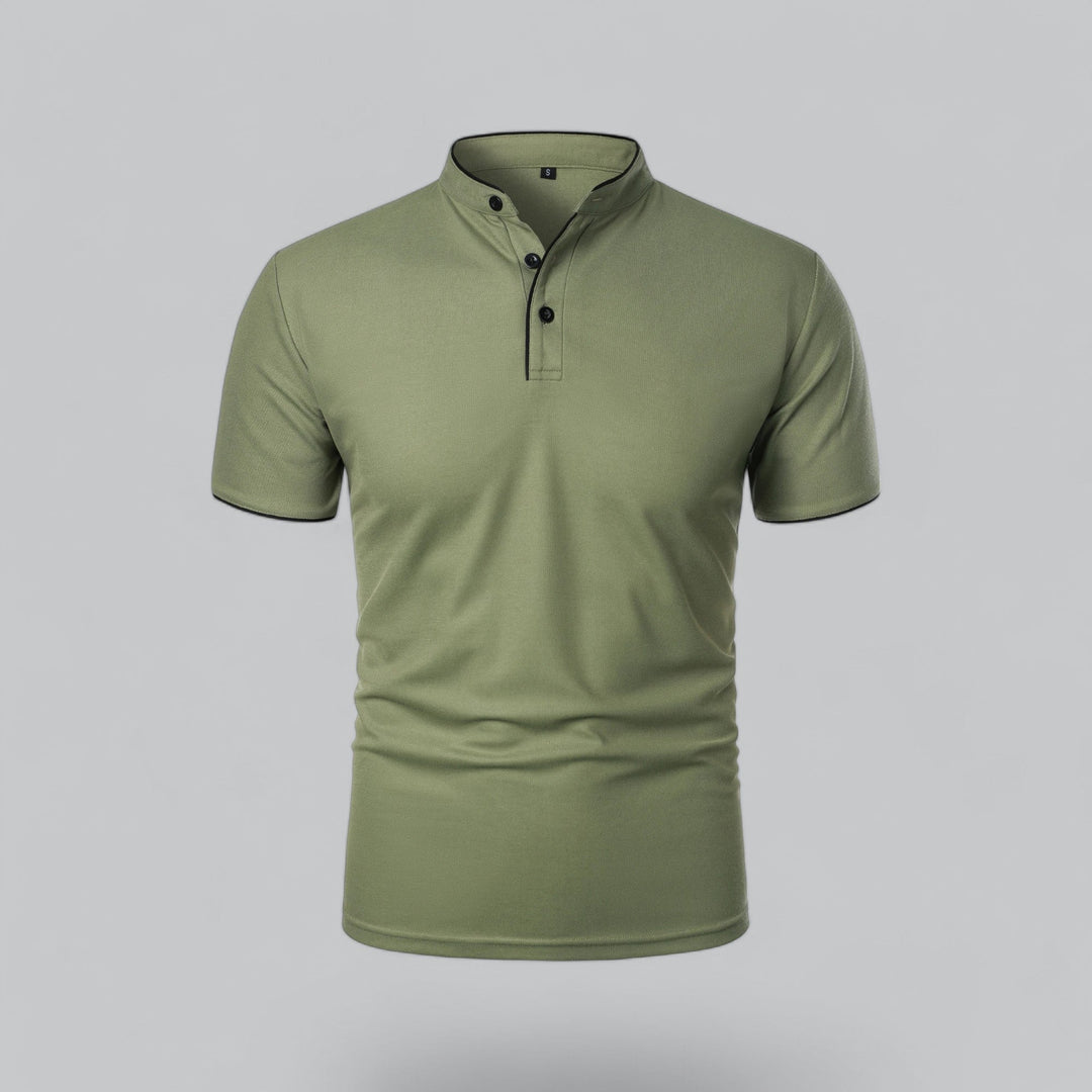 Herren Kragenloses Poloshirt Kurzarm für die Freizeit