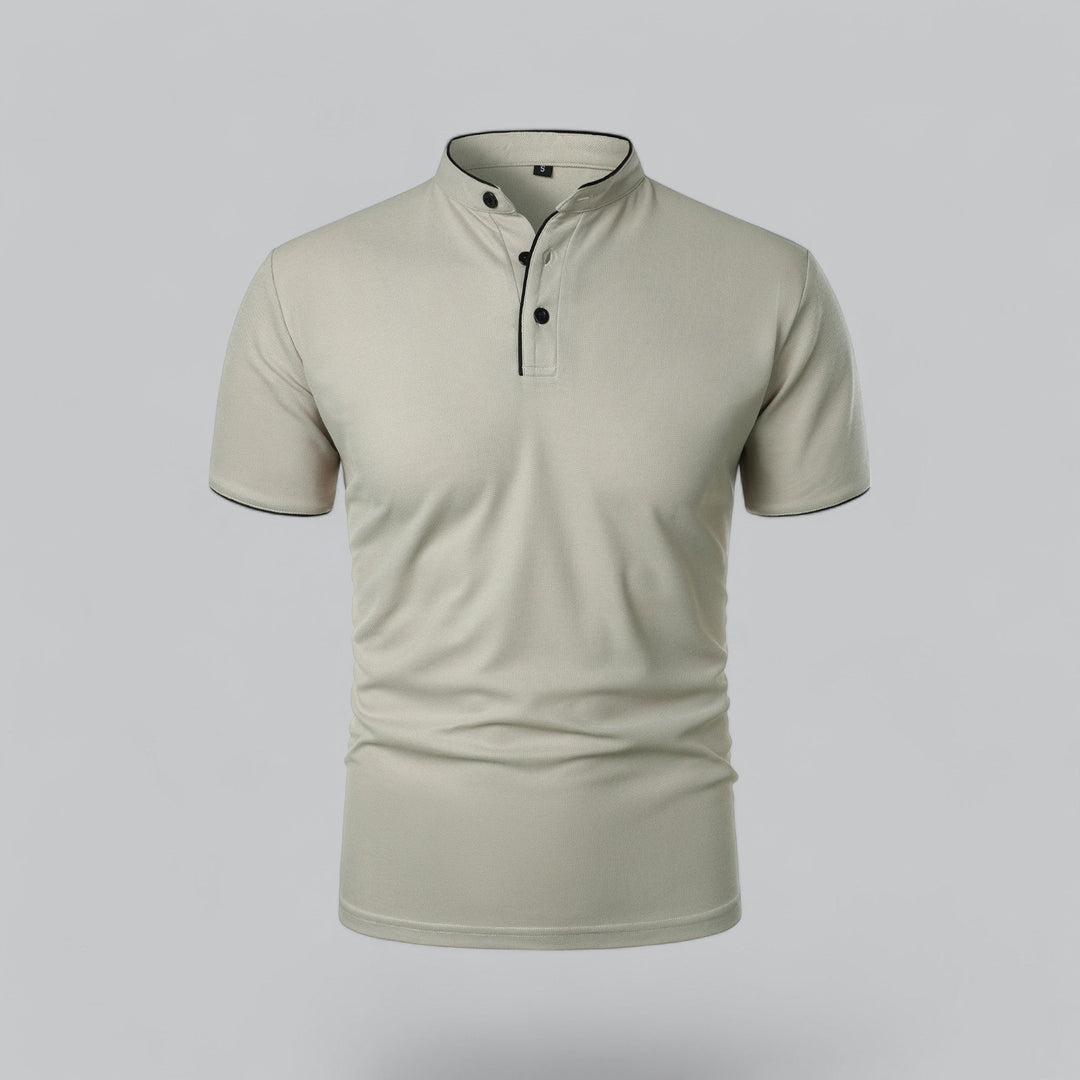 Herren Kragenloses Poloshirt Kurzarm für die Freizeit