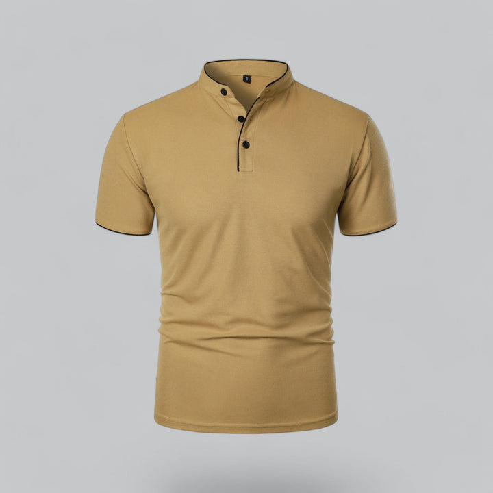 Herren Kragenloses Poloshirt Kurzarm für die Freizeit