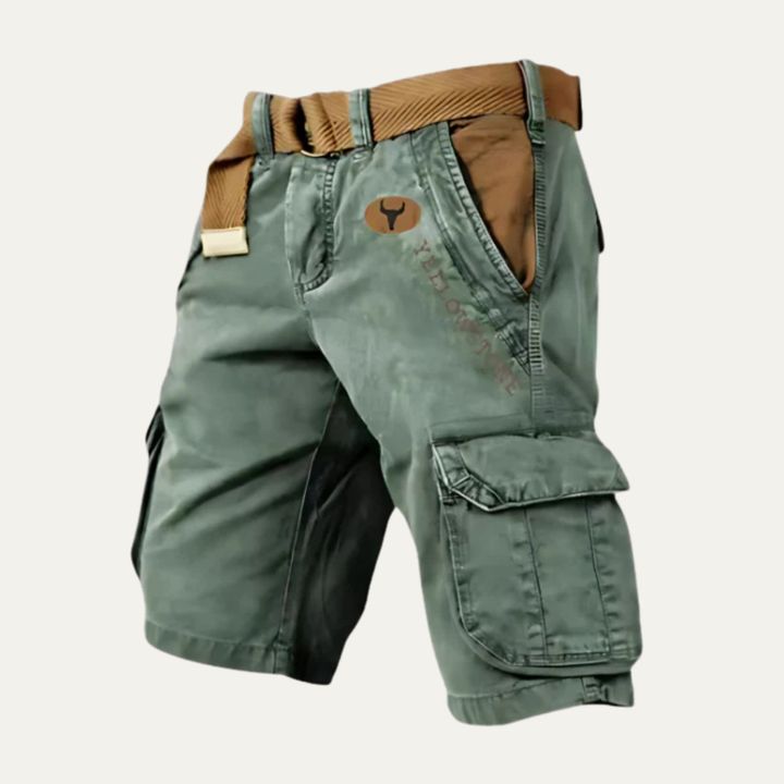Herren kurze Cargohose mit Gürtel Viele Taschen Sommer