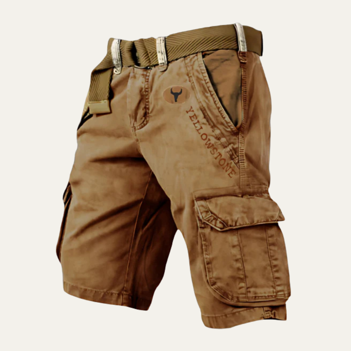 Herren kurze Cargohose mit Gürtel Viele Taschen Sommer