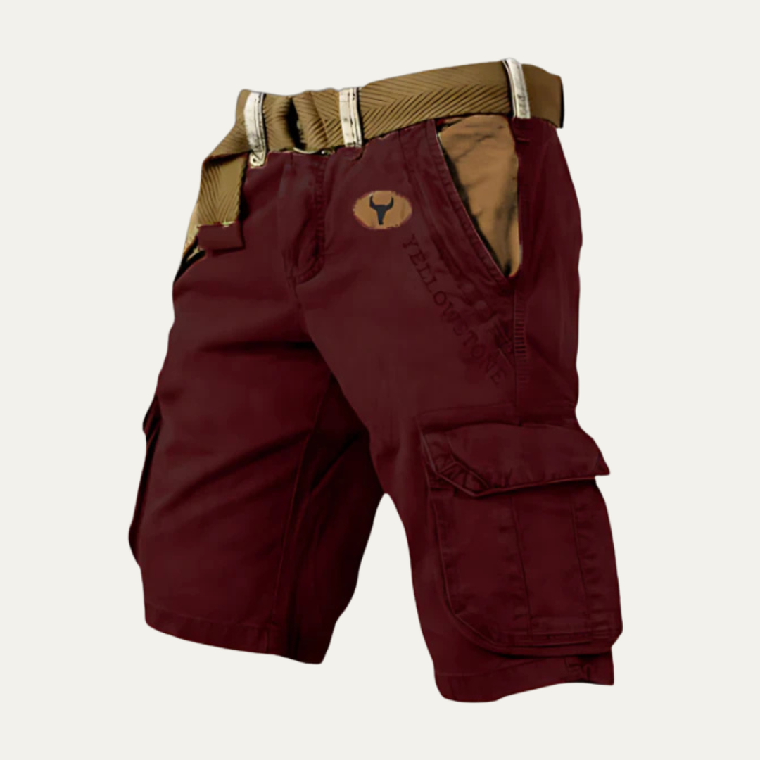 Herren kurze Cargohose mit Gürtel Viele Taschen Sommer