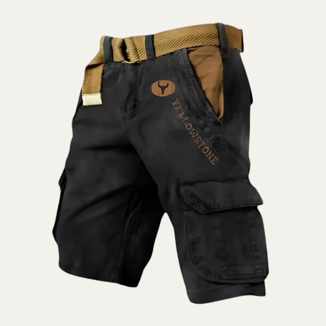 Herren kurze Cargohose mit Gürtel Viele Taschen Sommer