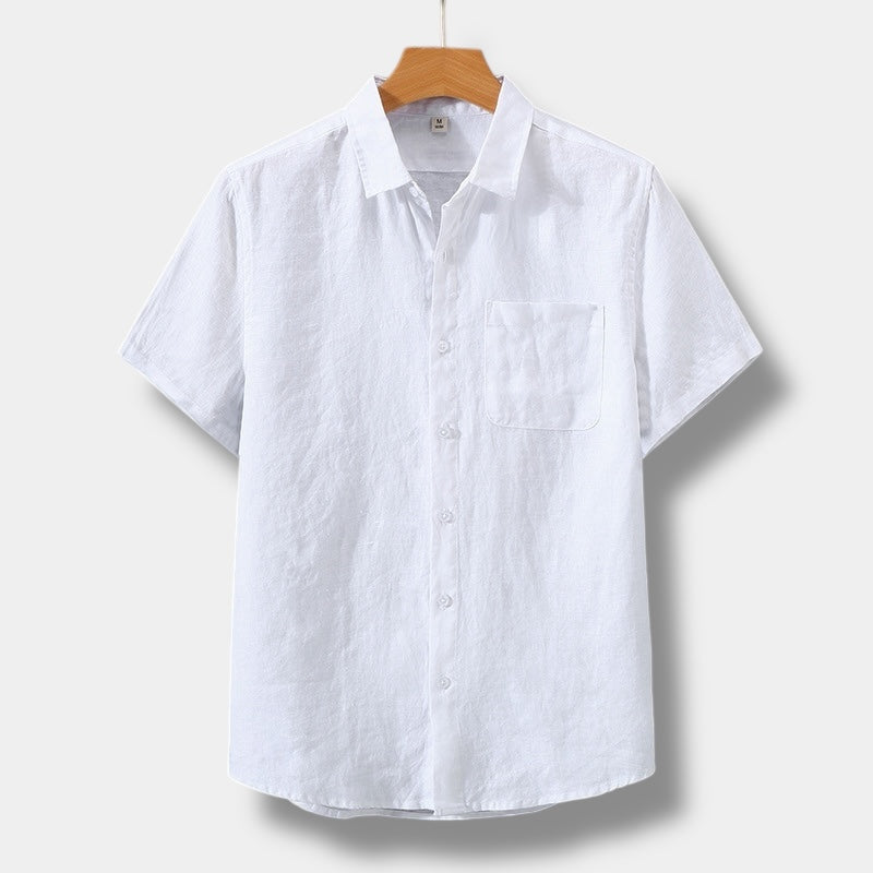 Herren Leinenhemd Kurzarm mit Knopfleiste Sommer