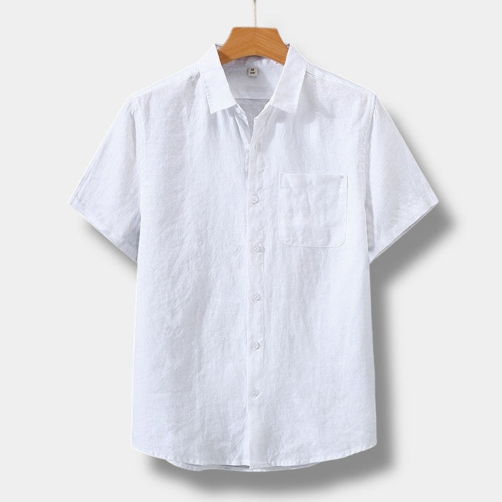 Herren Leinenhemd Kurzarm mit Knopfleiste Sommer