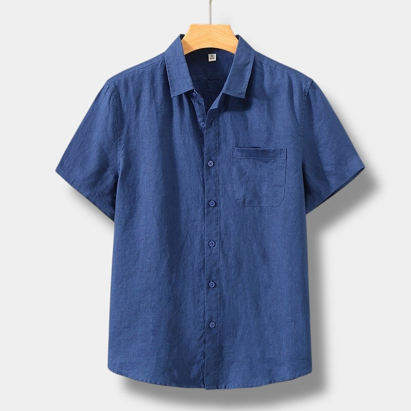 Herren Leinenhemd Kurzarm mit Knopfleiste Sommer