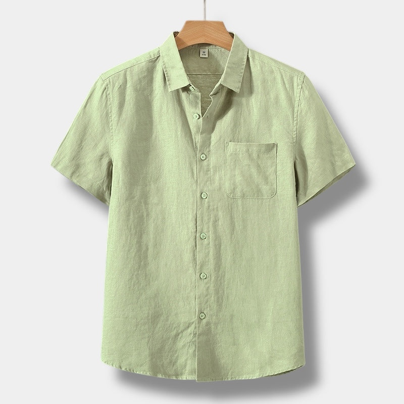 Herren Leinenhemd Kurzarm mit Knopfleiste Sommer