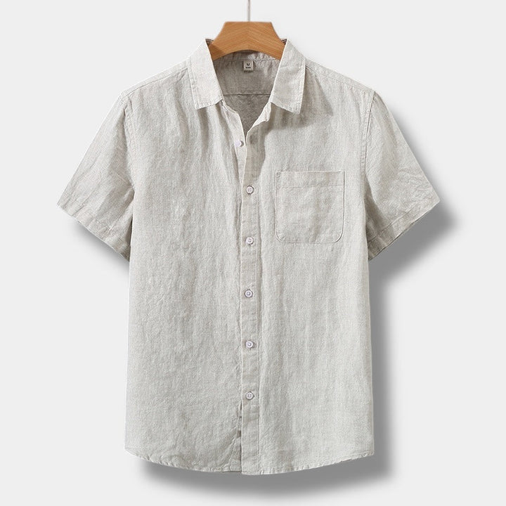 Herren Leinenhemd Kurzarm mit Knopfleiste Sommer