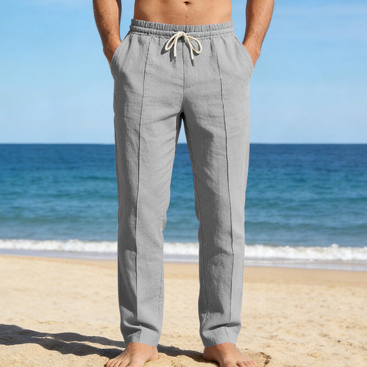 Herren Leinenhose Gerades Bein Leger Sommer Freizeithose
