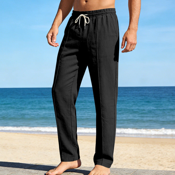 Herren Leinenhose Gerades Bein Leger Sommer Freizeithose