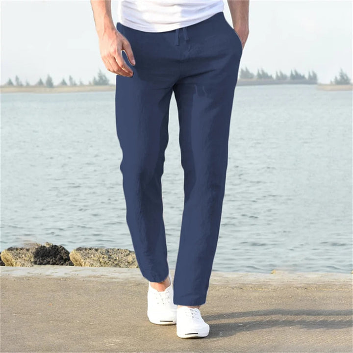 Herren Leinenhose Relaxed Fit Gerades Bein Sommerhose